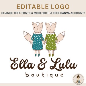 Editable Foxes Logo Template: DIY Boutique Branding (Canva Template Digital Download