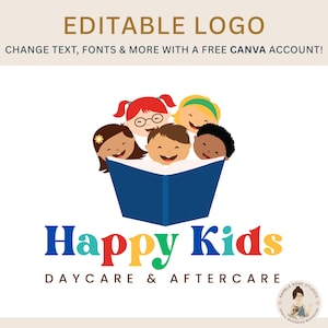 Editable Kids Logo Template: DIY Canva Design for Preschool
