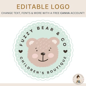 Editable Bear Round Logo: DIY Branding {Canva Template}