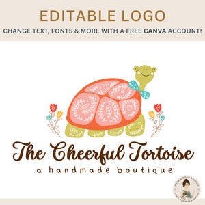 Editable Tortoise Logo Template: DIY Canva Design for Small Business
