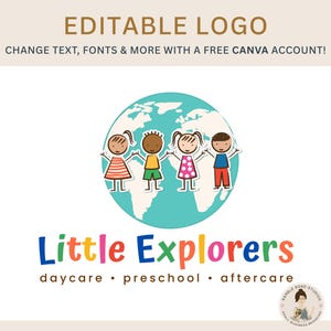 Bewerkbare sjabloon Earth Children-logo – doe-het-zelfcanva-sjabloon voor boetiek, kinderdagverblijf, kleuterschool, bijles en meer – eenvoudig aan te passen in canva!