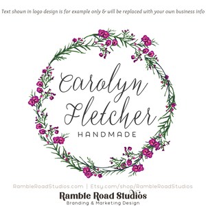 Floral Wreath Logo Design & Blog Header - Web and Print Files - Limited Edition! Perfect For Photographer, Boutique, Stylist, Handmade