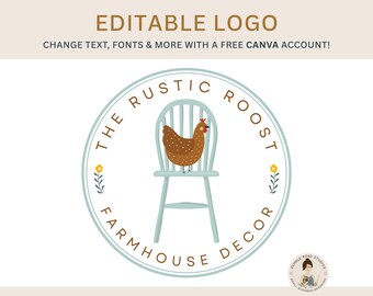 Création du logo Poule sur la chaise : image de marque de la boutique de la ferme