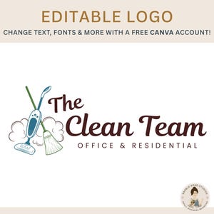 Editable Cleaning Service Logo Design: Canva DIY (Digital Download) image 1