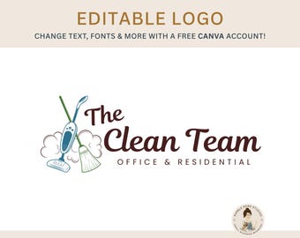 Editable Cleaning Service Logo Design: Canva DIY (Digital Download)
