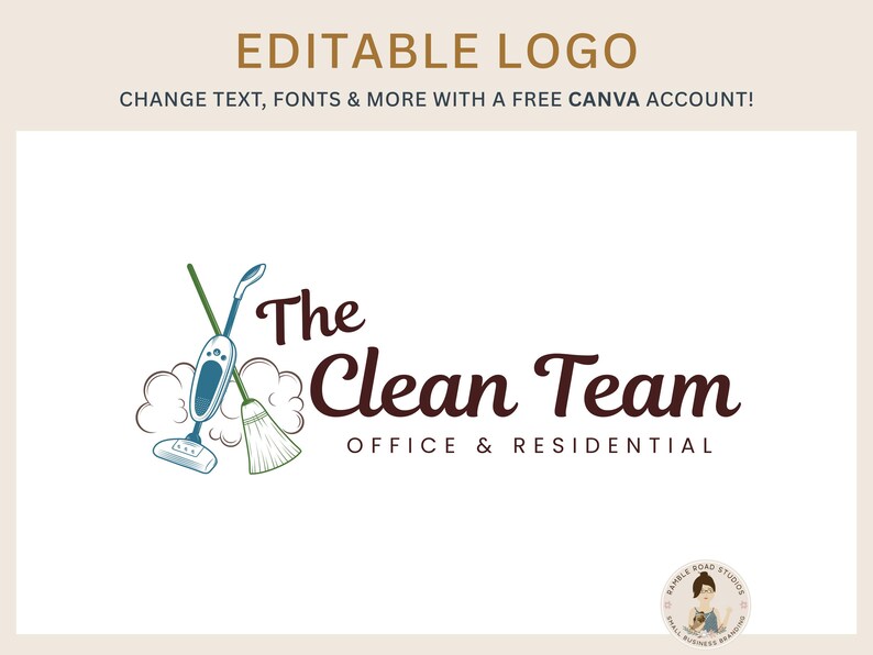 Editable Cleaning Service Logo Design: Canva DIY (Digital Download) image 1