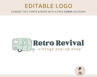 Vintage Trailer Logo Template: DIY Customizable Canva Design (Digital Download)