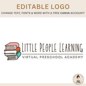 Editable Colorful Books Logo Template – DIY Canva Template for Tutor, Preschool, Learning Center & More – Easy to Customize in Canva!