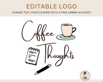 Création du logo de l'en-tête du blog Coffee : modification facile dans Canva immédiatement après l'achat {Téléchargement numérique}