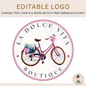 Bewerkbare sjabloon fietslogo: doe-het-zelfcanva-sjabloon voor lifestyleblog, boetiek, reisfotograaf en meer: eenvoudig aan te passen in canva!