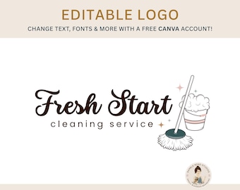 Cleaning Service Logo Design: Easily Edit in Canva Immediately after Purchase {Digital Download}