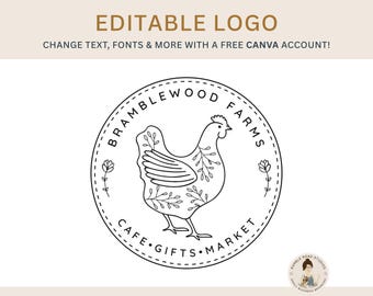 Modèle de logo de poule modifiable : image de marque de boutique de bricolage (modifiable sur toile)