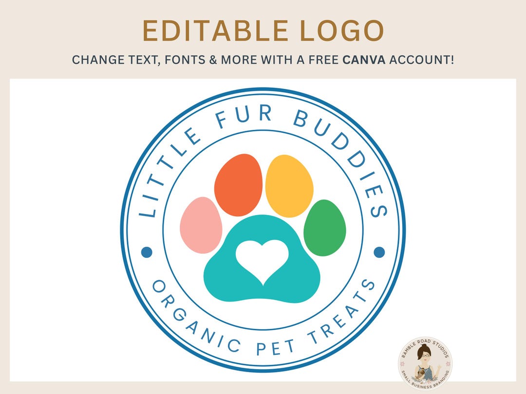 DIY Paw Print Logo Template: Editable Pet Business Branding (canva ...