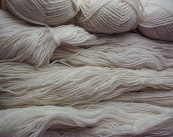 Natural undyed organic wool from our flock of Lleyn sheep to use for knitting, crochet or for home-dyeing.