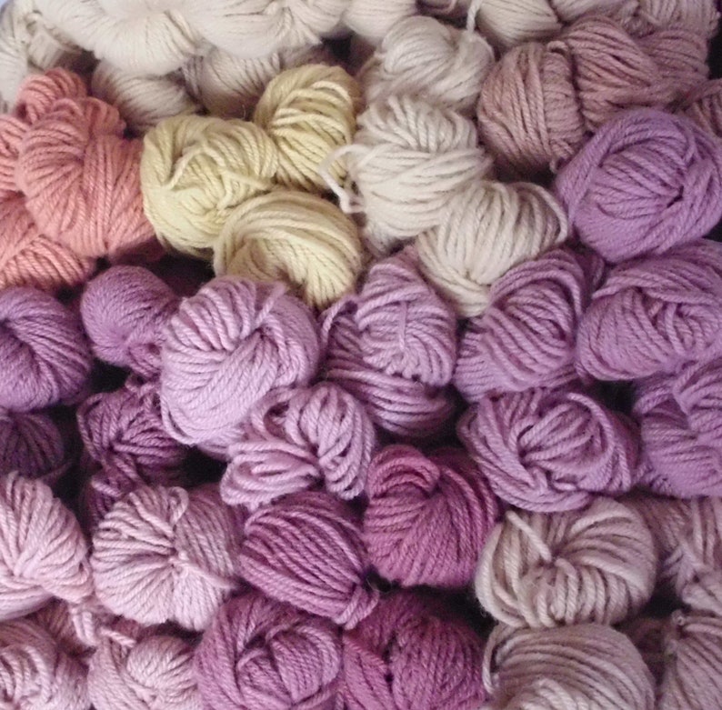 50g/100g skein of pure organic wool, DK yarn, plant-dyed, from our Herefordshire flock of Lleyn breed sheep. NEW: 100g multi-colour skeins. image 10