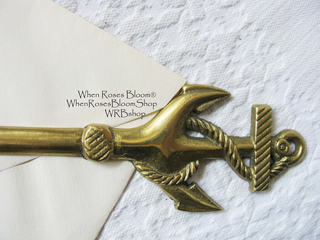 Solid Brass Anchor Letter Opener Vintage Retro Classic Mid Etsy