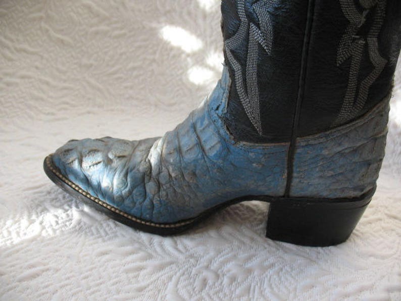 Vintage Cowboy Boots Alligator Blue Retro Mid Century Cowboy Western Women/'s Men/'s Kid/'s Rockabilly Style Size 5 12 EE WhenRosesBloom