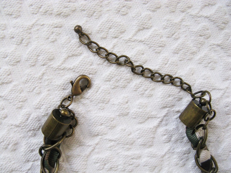 Vintage Brass Bead /& Ribbon Necklace Statement Artist Minimalist Grunge Hippie Boho Chic Tribal Casual Free Spirit Style WhenRosesBloom