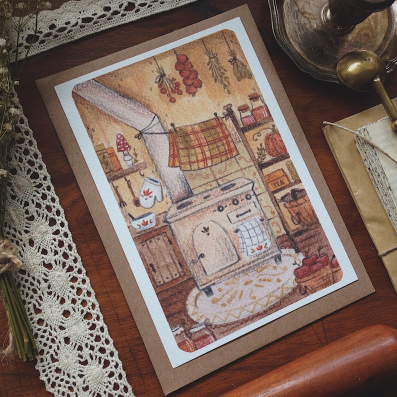 Grandma's cozy kitchen I Postcard I Art print image 2