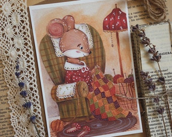 Cozy evening I Postcard I Card I Illustration