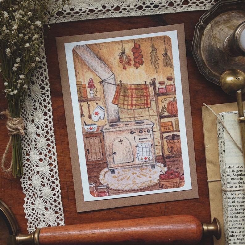 Grandma's cozy kitchen I Postcard I Art print image 1