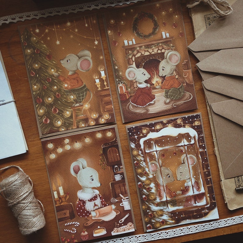 Jeu de cartes postales et d’enveloppes de Noël