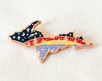 Michigan U.P. Lakeshore Enamel Pin - Lapel Pin - Badge