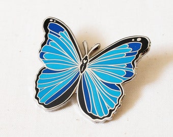 Blue Morpho Butterfly Enamel Pin - Lapel Pin - Badge