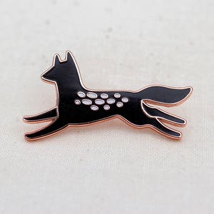 Black Wolf Fox Enamel Pin - Lapel Pin - Badge