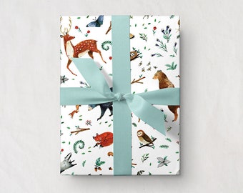 Animaux des bois - Emballage cadeau - Feuilles de papier d’emballage