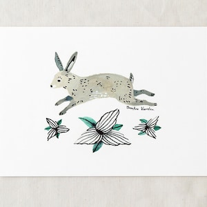 Rabbit + Trillium - Art Print