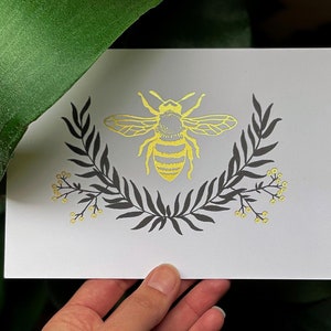 Honeybee - Art Print *REAL GOLD FOIL