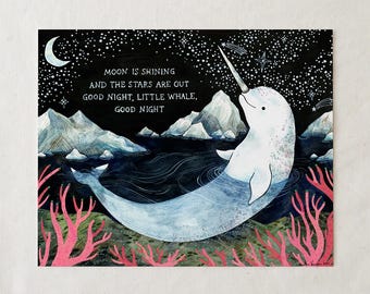 Baby Narwhal - Art Print Nursery Decor