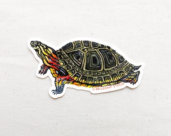 Painted Turtle Animal Sticker - Waterproof Vinyl Sticker