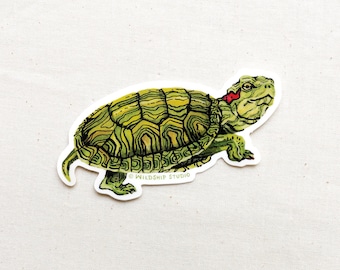 Red-eared Slider Turtle Animal Sticker - Waterproof Vinyl Sticker