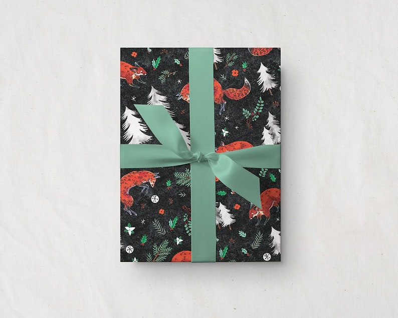 Winter Foxwood Holiday & Winter Gift Wrap Wrapping Paper Sheets image 1