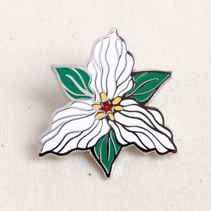 Trillium Flower Enamel Pin - Lapel Pin - Badge