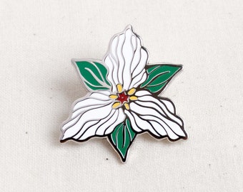 Trillium Flower Enamel Pin - Lapel Pin - Badge