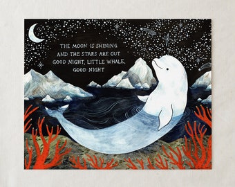 Baby Beluga Whale - Art Print Nursery Decor