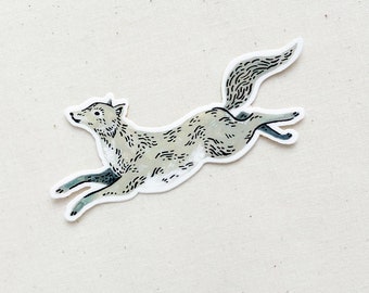 Leaping Wolf Animal Sticker - Waterproof Vinyl Sticker