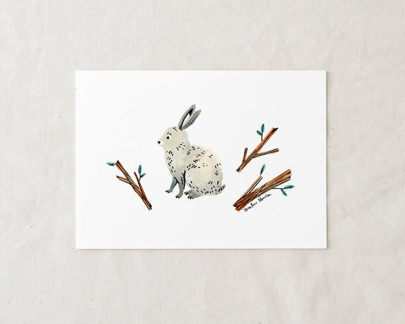 Rabbit Twigs Art Print image 1