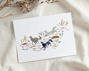 Running Wolves - Art Print