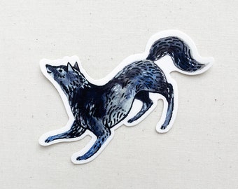 Black Wolf Animal Sticker - Waterproof Vinyl Sticker