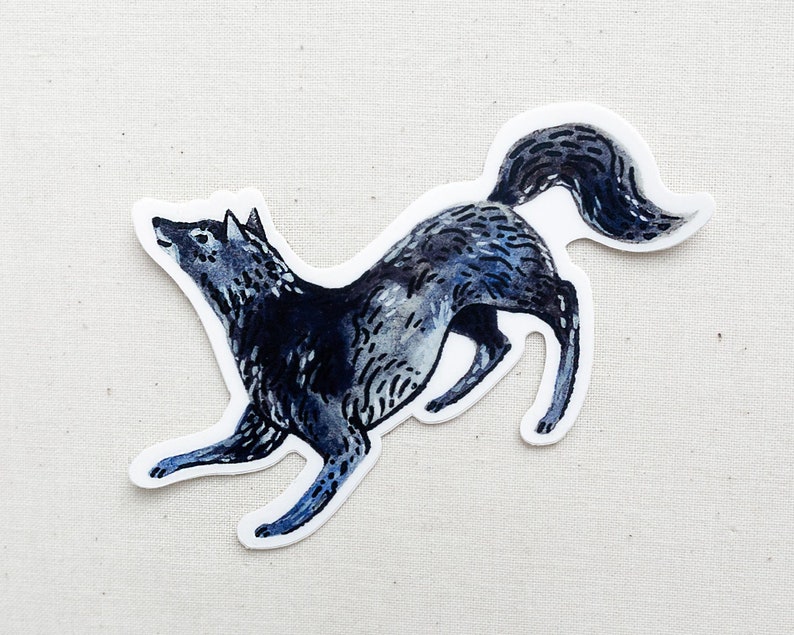 Black Wolf Animal Sticker Waterproof Vinyl Sticker image 1