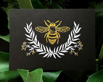 Honeybee - Art Print *REAL GOLD FOIL