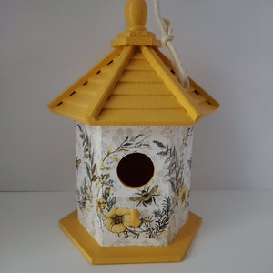 Save the Bees Decorative Gazebo Birdhouse with Decoupage and Hand Painting
