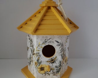 Save the Bees Decorative Gazebo Birdhouse with Decoupage and Hand Painting