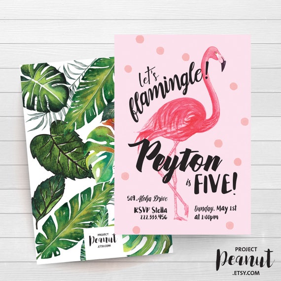 Flamingo Birthday - Beach Party - Palm Tree - Let's Flamingle - Flamingo Invite - Girl 5th Birthday - Baby Shower Sign - Bridal Shower Sign Il_570xn