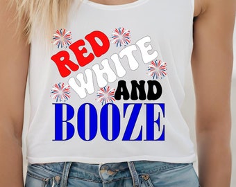 Red White and Booze 4th of July PNG – Sublimation Design (Digital Download)