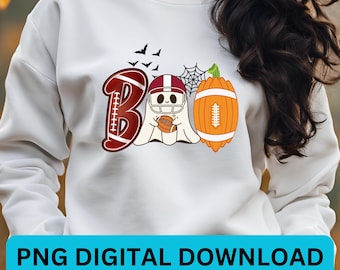 Football Ghost PNG – Boo Pumpkin Design (Digital Download)